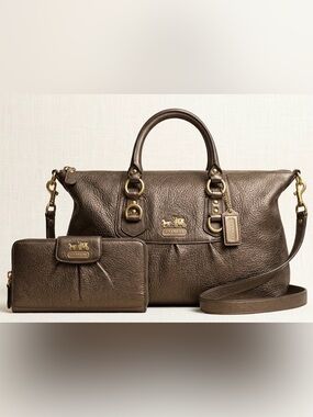 Coach Madison Y2K Metallic Bronze Leather Purse + Wallet Set